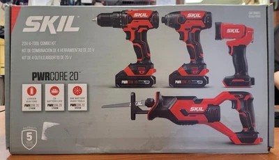 SKIL CB739601 20V PWRCORE 4-Tool Combo Kit Drill, Impact, Recip. Saw, Spot light - Image 1 of 4