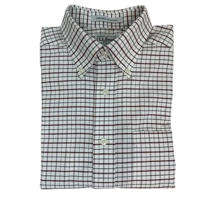 Camisa a cuadros de algodón calce tradicional sin arrugas con botones LL Bean para hombre 15/33 Foto 1 de 4