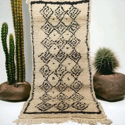 Vintage Moroccan Azilal Rug Handmade Berber Authentic Area Carpet Tribal Wool - Image 1 of 4