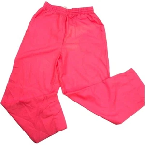 VTG Bay Club Windbreaker Track Pants Womens Sz 12 90s Shiny Hot Pink Pockets - Picture 1 of 12