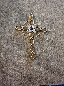 Simple Stained Glass Cross Handmade Charm Suncatcher Window Hanging - Picture 1 of 4