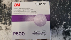 50 Pack New 3M 30272 Purple Clean Sanding Hookit Disc 3" P500 Grit - Picture 1 of 4