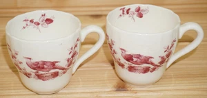 Copeland Chelsea Birds Red / Pink (2) Demitasse Cups, 2 3/8" (G33) - Picture 1 of 5