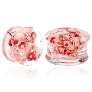 2Pcs Flower Ear Gauges Plugs Gauge 2g to 1'' Resin Tunnels Real flower plugs ... - Picture 1 of 6