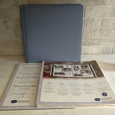 Creative Memories 12x12 Album Blue Scrapbook Lot Extra Pages + Page Protectors - Image 1 of 4
