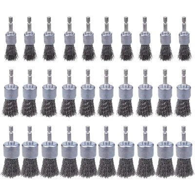 30 Pack Carbon Steel Wire Wheel Brush With 1/4inch Hex Shank Pen Brush For Rust  - Image 1 of 2
