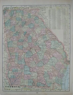 Original 1899 Map GEORGIA Decatur Valdosta Jekyll Island Atlanta Clyde Railroads - Image 1 of 4