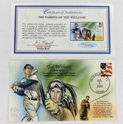 Bevil HP Passing Of Boston Red Sox Ted Williams Event Cover Cachet FDC 2002 G/B - Image 1 of 4