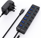 Powered Usb Hubvemont 7 Ports Superspeed Usb 30 Hub With Power Supplyusb With