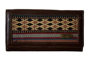 100% Genuine leather purse with Handwoven Jajim, wallet bag, gift 35-801-4 BR - Bild 1 von 6