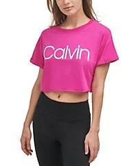 Calvin Klein Performance Women's Cropped Raw Hem Logo T-Shirt XL NWT - Image 1 of 4