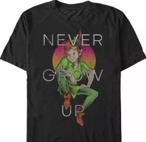 New: Disney Big & Tall (4XL) Peter Pan Never Grow Up Vintage Quote Short... - Picture 1 of 7