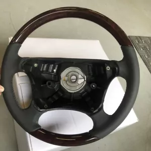 2000 01 02 Mercedes W210 E320 E430 Steering Wheel Walnut Black Leather Facelift - Picture 1 of 10