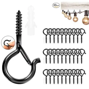 30 PCS Screw in Light Hooks for Outdoor String Lights, Windproof Q Hanger Hoo... - Picture 1 of 7