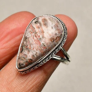 Leopard Skin Jasper Gemstone 925 Sterling Silver Jewelry Ring Size 5.5 - Picture 1 of 8