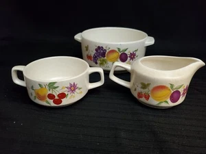 TEMPER-WARE BY LENOX SUMMER ERNTE SAHNEKÄNNCHEN, ZUCKERDOSE, LG SCHÜSSEL STEINGUT VINTAGE - Bild 1 von 6