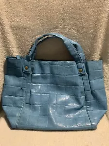 Vintage/Retro Leather Handbag Aqua Sky Blue Biyibi Bucket Style Internal Pocket - Picture 1 of 10