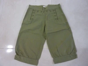 SILAS MILITARY WOMENS PANTS SIZE S GREEN MILITARY CROP PANTS LINEN /COTTON - Picture 1 of 9