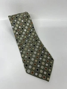 Geoffrey Beene Men's 100% Silk Necktie Tie Polka Dots Green Multicolor EUC - Picture 1 of 7