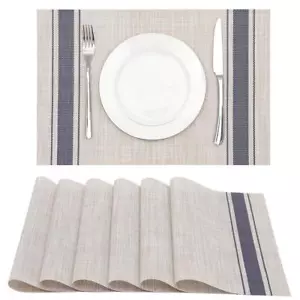 Set of 6 Washable Vinyl Place Mats for Dining Table Non-Slip Table Mats - Picture 1 of 7