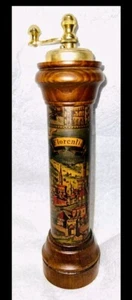 Florentia Holz Pfeffermühle, Vintage Kartendesign aus gehärtetem Stahl, ex. COND. - Bild 1 von 5