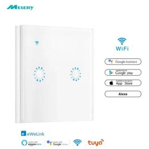 WiFi Smart Life Tuya Ewelink EU Light Wall Switches 1/2/3 Gang Touch Glass Panel - Picture 1 of 7