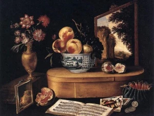 Dream-Art Ölgemälde Jacques-Linard-Die-Fünf-Sinne Stillleben Blume Buchkunst - Bild 1 von 1