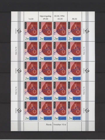 S42374 Aland Europa Cept MNH 1994 2v Ms 20 Sets Cover
