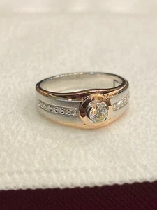 0.35 Cts Round Brilliant Cut Diamonds Men's Engagement Band Ring In 585 14K Gold - Picture 1 of 12
