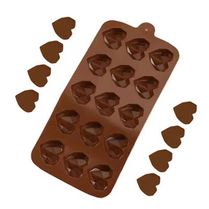 2*New Heart Chocolate Moulds 15 Cavity Shape Silicone Wedding Candy Baking Molds - Picture 1 of 7