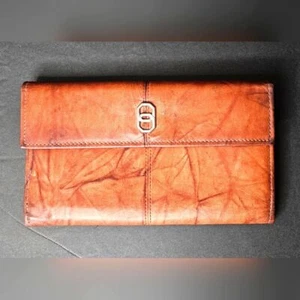 Vintage Baronet 380 Braun Leder Clutch Geldbörse Kiss Lock Münzbörse - Bild 1 von 13