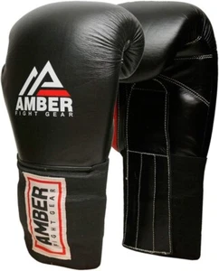Amber MFG Professional Hook and Loop Leather Training Boxing Gloves - Picture 1 of 6