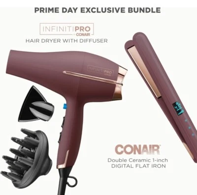 Conair Limited Edition Bundle | INFINITIPRO Hair Dryer with Diffuser & Flat Iron - Image 1 of 4