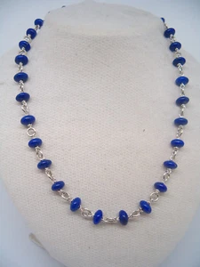 Collana in Lapislazzuli naturale e Argento 925 - Girocollo Lapis Pietra Dura - Picture 1 of 7