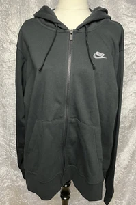 Nike Womens Sportswear Essential Club Fleece Full-Zip Hoodie - Black XL - Picture 1 of 4