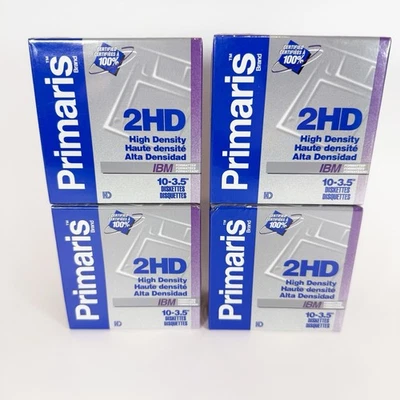 Set of 4 Primaris 3.5" Floppy Diskette 10-Packs IBM Formatted 1.44MB 2HD Sealed - Imagem 1 de 4