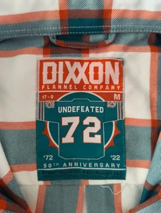 Dixxon Flannel Shirt "Undefeated 72" Men's Medium (Miami Dolphins) - Picture 1 of 3