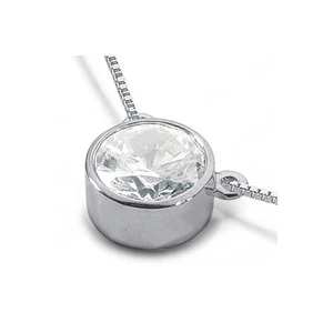 Colgante solitario de platino diamante natural certificado corte redondo F SI1 3,02 quilates - Imagen 1 de 5