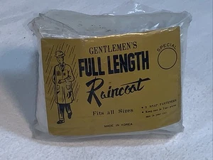 Gentlemen's Full Length Raincoat Vtg Pocket Purse Car Korea 3 Snap Fasteners Nos - Picture 1 of 14