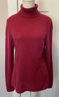 LORD & TAYLOR Womens Cashmere SWEATER Long Sleeve Dark PINK Turtleneck Size M - Image 1 of 4