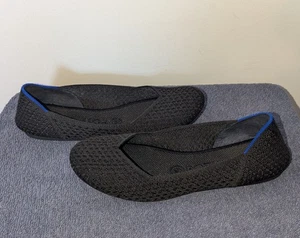 Zapatos sin cordones Rothys The Flat talla 7,5 panal negro tejido punta redonda cómodos - Imagen 1 de 11