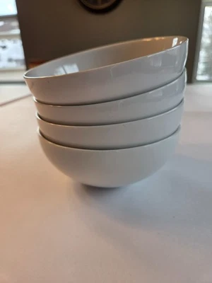Set of 4 Bowls Crate&Barrel Bistro White Porcelain 5.75 Dia x 2.375" Tall 16 oz - Image 1 of 4