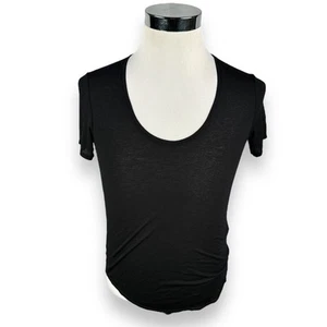 Helmut Lang T-Shirt Women's Small Black Round Neck Short Sleeve Pullover Modal - Picture 1 of 10