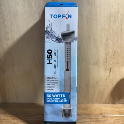 NOVO Aquecedor de Aquário Top Fin H50 - 50 Watt para Aquários de Até 15 Galões 10,6" - Imagem 1 de 4