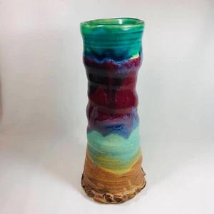 Joy Pottery Art Studio - Rachel Norris Vase 13.5" H Drip Glaze Signed Norris - Picture 1 of 8