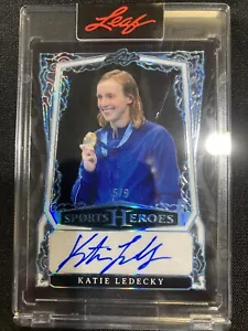 2025 Leaf Metal Sports Heroes #BA-KL1 KATIE LEDECKY Blue Crystal AUTO #d 5/9 - Picture 1 of 2