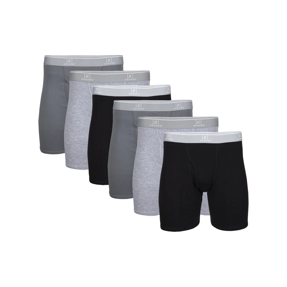Men's George 6pk Boxer Briefs Gray & Black Size Small (28-30)