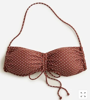 Top de bikini J.Crew halter acanalado a lunares, M, Sable, nuevo con etiquetas Foto 1 de 4