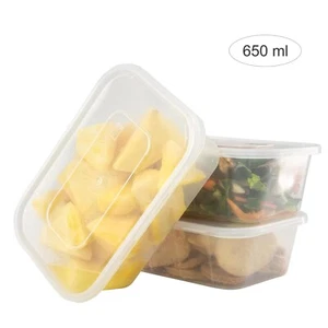 650 ml Food Containers & lids Takeaway Microwave & Freeze Safe Reusable Plastic - Picture 1 of 8