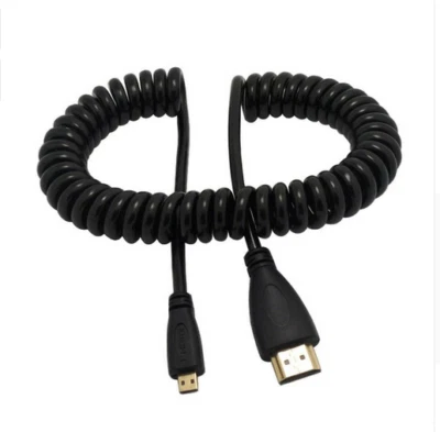 Micro HDTV Male to HDTV Male Video Cable 1080p Coiled Cable - 2m - Image 1 of 4